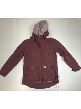 Carhartt Women’s M Purple Hooded Shoreline Jacket Mesh Lined Rain Coat Nylon